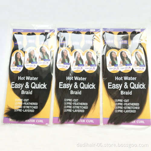 xuchang factory Low Temperature Flame Retardant fiber,hot water set braids,curl,locs,yaki wave synthetic hair weave EZ braids